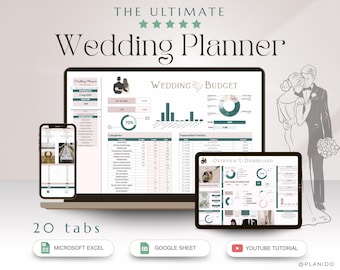 PLR Wedding Planner Spreadsheet Google Sheet Bride Planner | Guest List | Wedding Budget  2026