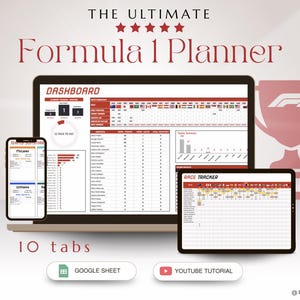 PLR Formula 1 Planner F1 2026 Season Calendar, Points tracker, Race Tracker | F1 2026 spreadsheet journal