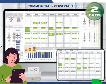 PLR Bill Tracker Arkusz kalkulacyjny Google Excel Bill Tracker Szablon Kalendarz rachunków | Miesięczny arkusz kalkulacyjny Bill Tracker | Inteligentny kalendarz Excel