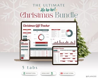 PLR Christmas Planner Spreadsheet Budget Planner Gifts Tracker Christmas Task Tracker