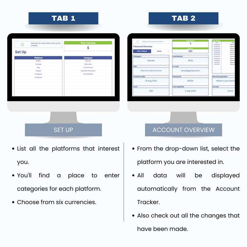 PLR Password Tracker Spreadsheet: Passive Income Template (instant ...
