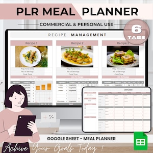 PLR Meal Planner Google Sheet Calorie Tracker Tabelle Einkaufsliste Tracker PLR Resell Template Master Resell Right Plr.Passives Einkommen