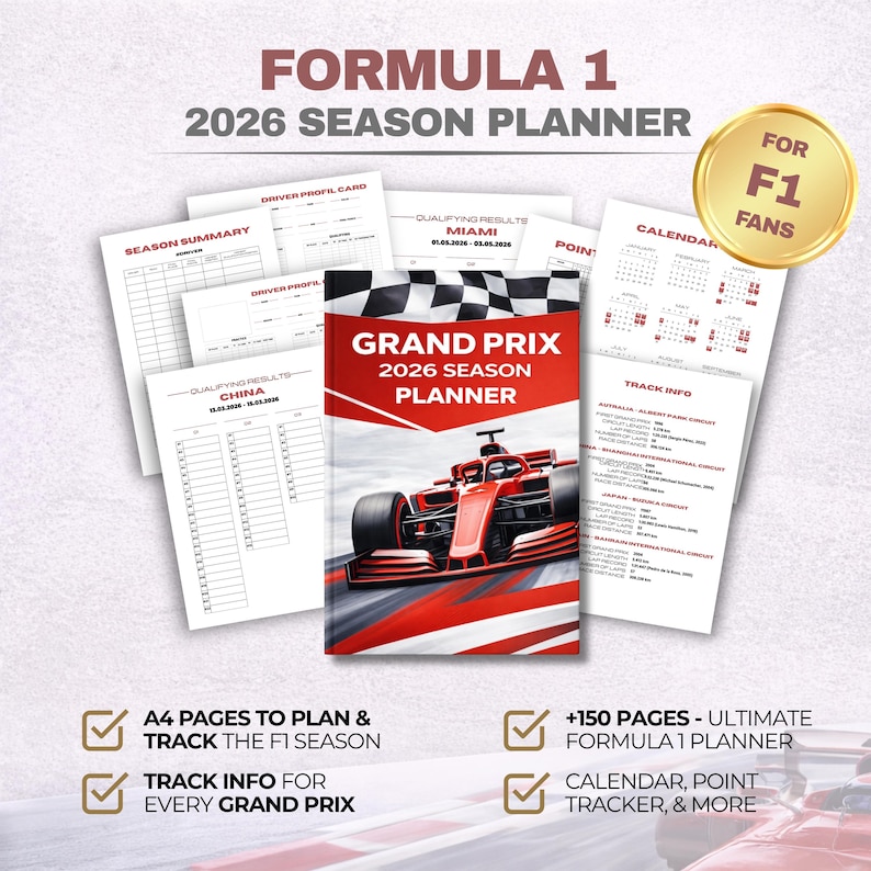 Ultimate Formula 1 Printable Journal 2026 | F1 Planner Pdf | Driver ...