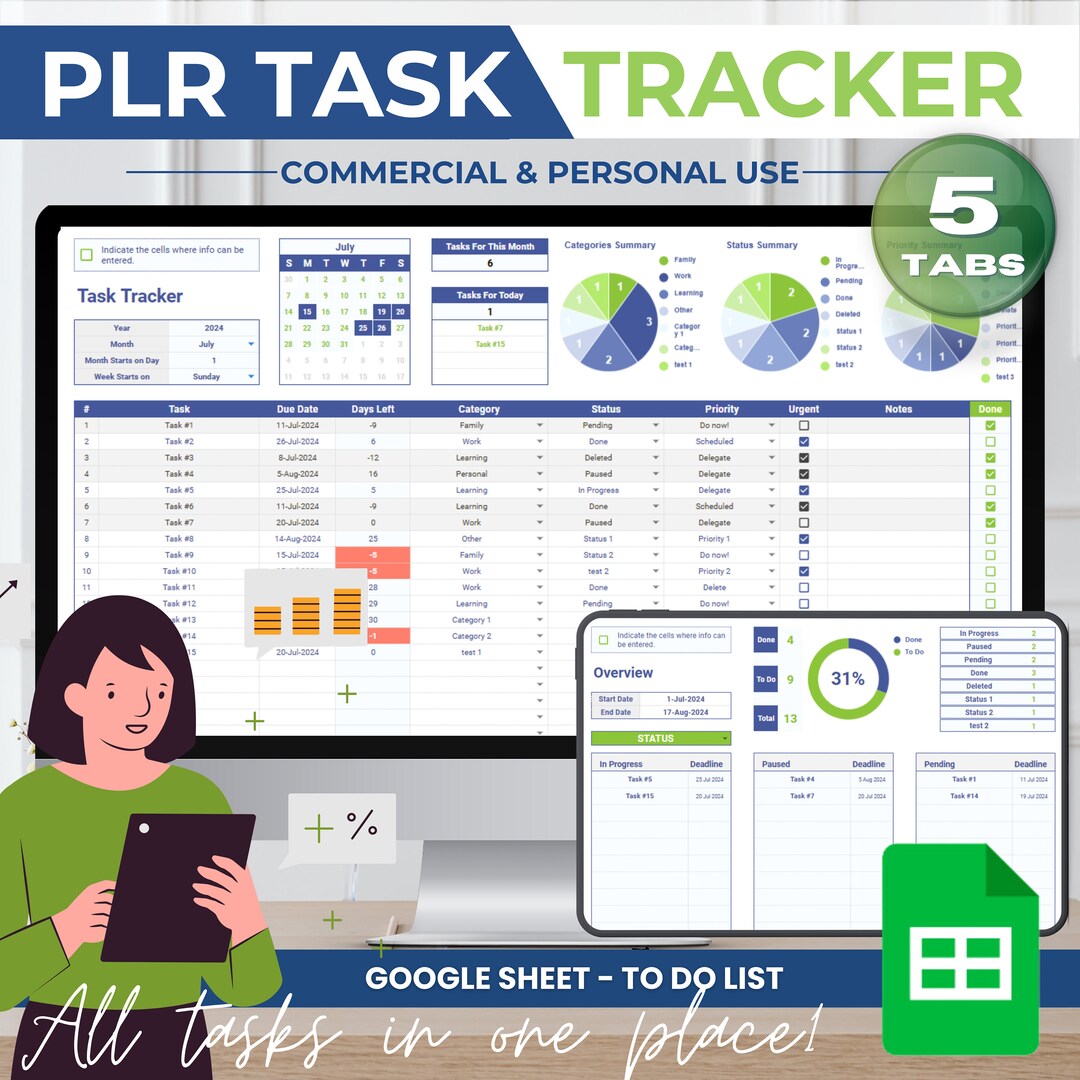 PLR Task Tracker: Google Sheet To-do List, Project Management - Etsy