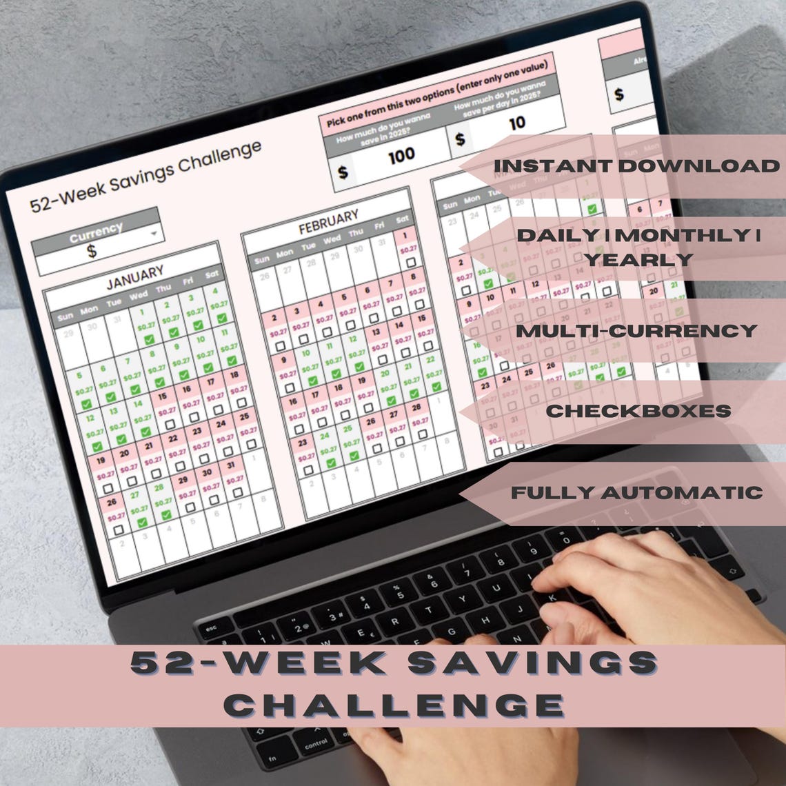 52-week Savings Challenge Spreadsheet: PLR Money Tracker (commercial ...