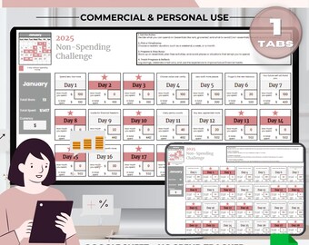 Planificador de retos financieros: Rastreador de gastos sin gastos (Producto digital PLR)