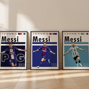 Lionel Messi Poster, Argentina Soccer Print, Soccer Gifts, Sports Poster, Football Player Poster, Soccer Wall Art, Sports Bedroom Posters