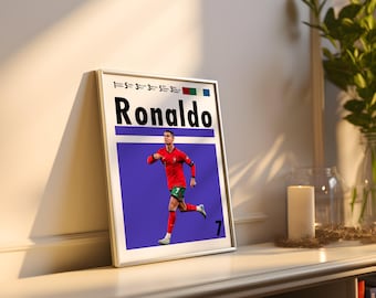 Póster de Cristiano Ronaldo: Estrella del fútbol portugués, arte mural deportivo (descarga digital)