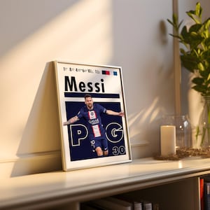 Lionel Messi Poster, PSG Soccer Print, Soccer Gifts, Sports Poster, Football Player Poster, Soccer Wall Art, Sports Bedroom Posters