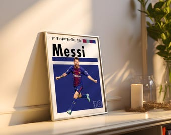 リオネル・メッシ サッカーポスター：バルセロナ プリント、スポーツ ウォールアート（デジタルダウンロード）