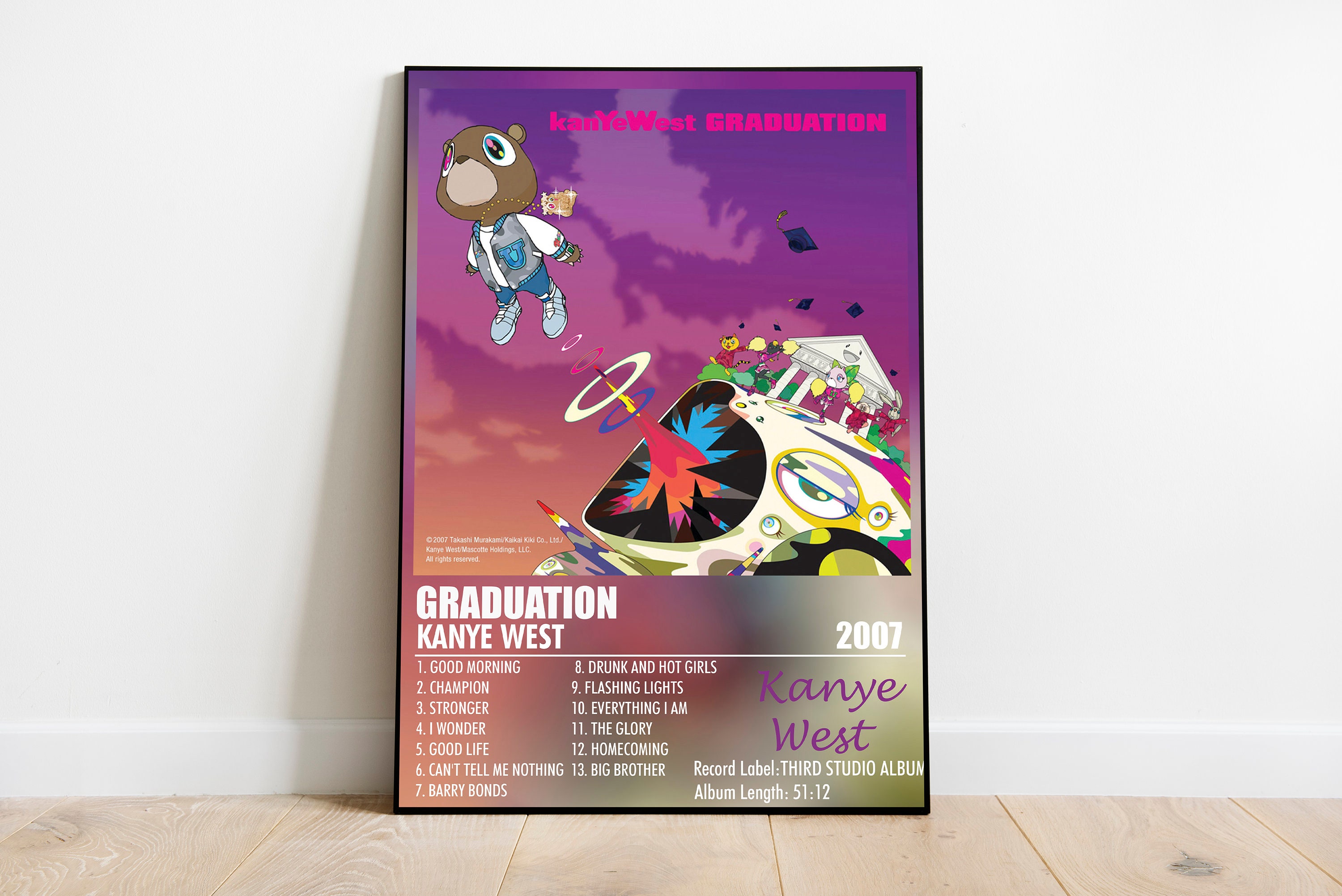 Kanye West - Graduation - Kanye West Bear - Digital Album Art Poster Download - Home Decor - Wall Art - Custom Poster - Music Design
