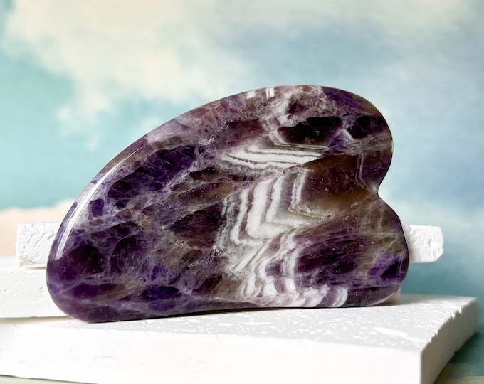 Amethyst Gua Sha, Amethyst Face Massager Tool, Natural Hand Carved Precious Stone