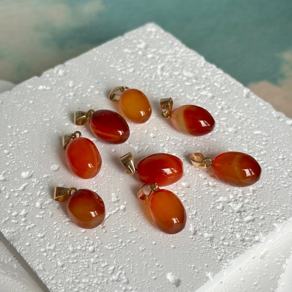 Natural Carnelian Pendant, Carnelian Charm, Carnelian Necklace Optional