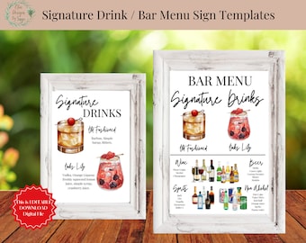 Editable Signature Drink Bar Menu Template (Digital Download)