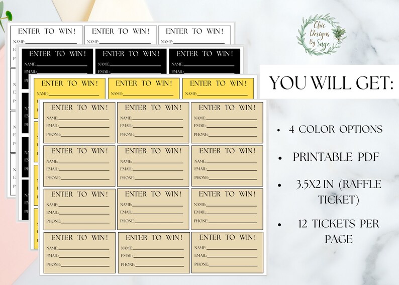 Printable Raffle Tickets: DIY Event Ticket Template (PDF) - Etsy