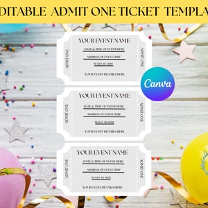 Event Ticket Printables | Bearbeitbares Event Ticket | Vorlage Printable | Ticketvorlage | DIY Event Ticket | Vorlage Canva