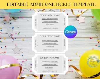 Event Ticket Printables | Editable Event Ticket | Template Printable | Ticket Template | DIY Event Ticket | Template Canva