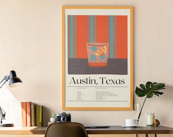 DIGITAL NEDLADDNING | Utskrivbar väggkonst | Konsttryck | Austin TX | Perfekt Austin-dag | Texas | Cocktailrecept | Hemkonst
