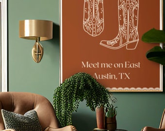 DIGITAL NEDLADDNING | Austin, Texas | Utskrivbar väggkonst | Konsttryck | "Möt mig i öst"
