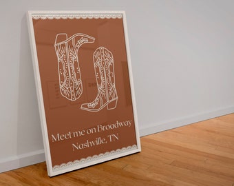 DIGITAL NEDLADDNING | Nashville Tennessee | Utskrivbar väggkonst | Konsttryck | Möt mig på Broadway