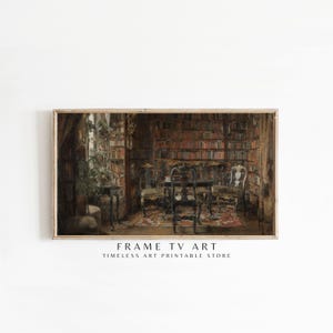 Frame TV Art, Bookish Frame TV Art, Digital Download, Home Library Vintage Painting - Frame TV Art - 007