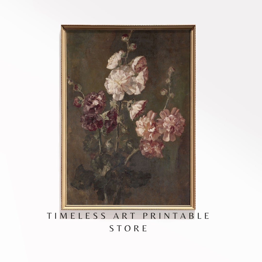 Dark Moody Floral Still Life Print, Vintage Downloadable Printable Wall ...