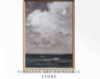 Vintage Coastal Print, Vintage Wall Art, Vintage Art Print, Downloadable Printable Wall Art, Vintage Painting, Seascape Print - No. 032