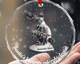 Personalized Medical Microscope Glass Ornament, Medical Technologist, Biological Scientists Ornament tree hanging Ornament Christmas Gift