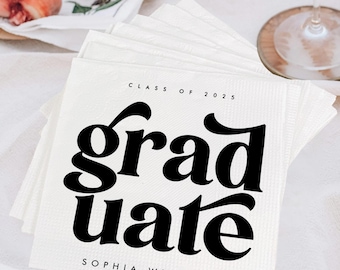 Custom Congratulations Graduate Cocktail Napkins, Graduation Party, Graduation Napkins, Grad Party Decor, Grad Dinner Party, Printed Napkin