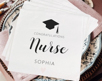 Custom Nurse Graduation Napkins, Nurse Uniform 2025 Graduation Napkin, Grad Cocktail or Luncheon Napkin, Graduation Party Decoration