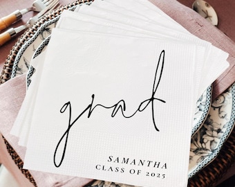 Custom Grads Cocktail Luncheon Party Napkins, Graduation Party, Graduation Napkins, Grad Party Decor, Grad Dinner Party, Printed Napkins