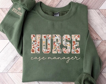 Embroidered RN Case Manager Sweatshirt, Nurse Case Manager, Case Manager Gifts, RN Case Manager, Case Manager Nurse Shirt, Nurse Sweatshirt