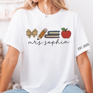 Embroidered Teacher T-Shirt, Teacher Mrs Shirt, Cute Teacher Crewneck, Teacher Appreciation gift, Gift for Teacher, Teacher shirt, Hoodie