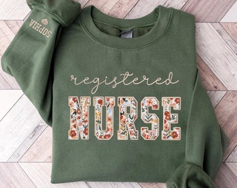 Embroidered Registered Nurse Sweatshirt, Registered Nurse Hoodie, Nurse Sweatshirt, Nurse Gift, Gift For Nurse, Nurse Appreciation, RN Gifts