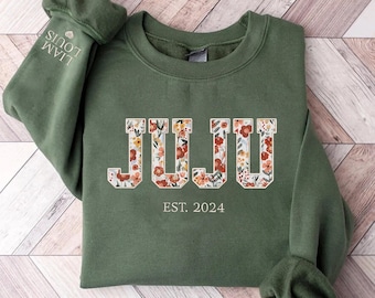 Embroidery Juju Pullover Personalized Small Embroidery Baby Pullover Fleece Hoodie, White