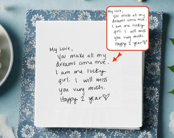 Custom Love Note Handwriting Napkins, Personalized Handwritten Note Paper Napkins Printed Wedding Cocktail Napkins Custom Love Note Napkins