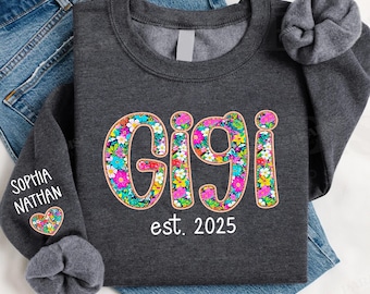 Custom Gigi Sweatshirt, Shirt & Hoodie, Personalized Gigi Gifts, Grandma Sweater for Women, Mother’s Day Gifts, Gigi Gifts from Grandkids