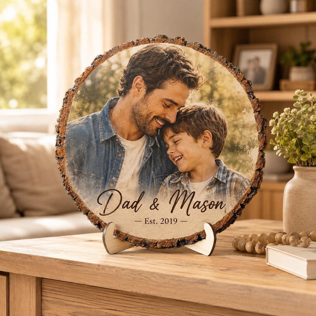 Personalized Dad Picture Wooden Plaque, Custom Photo Gift for Dad ...