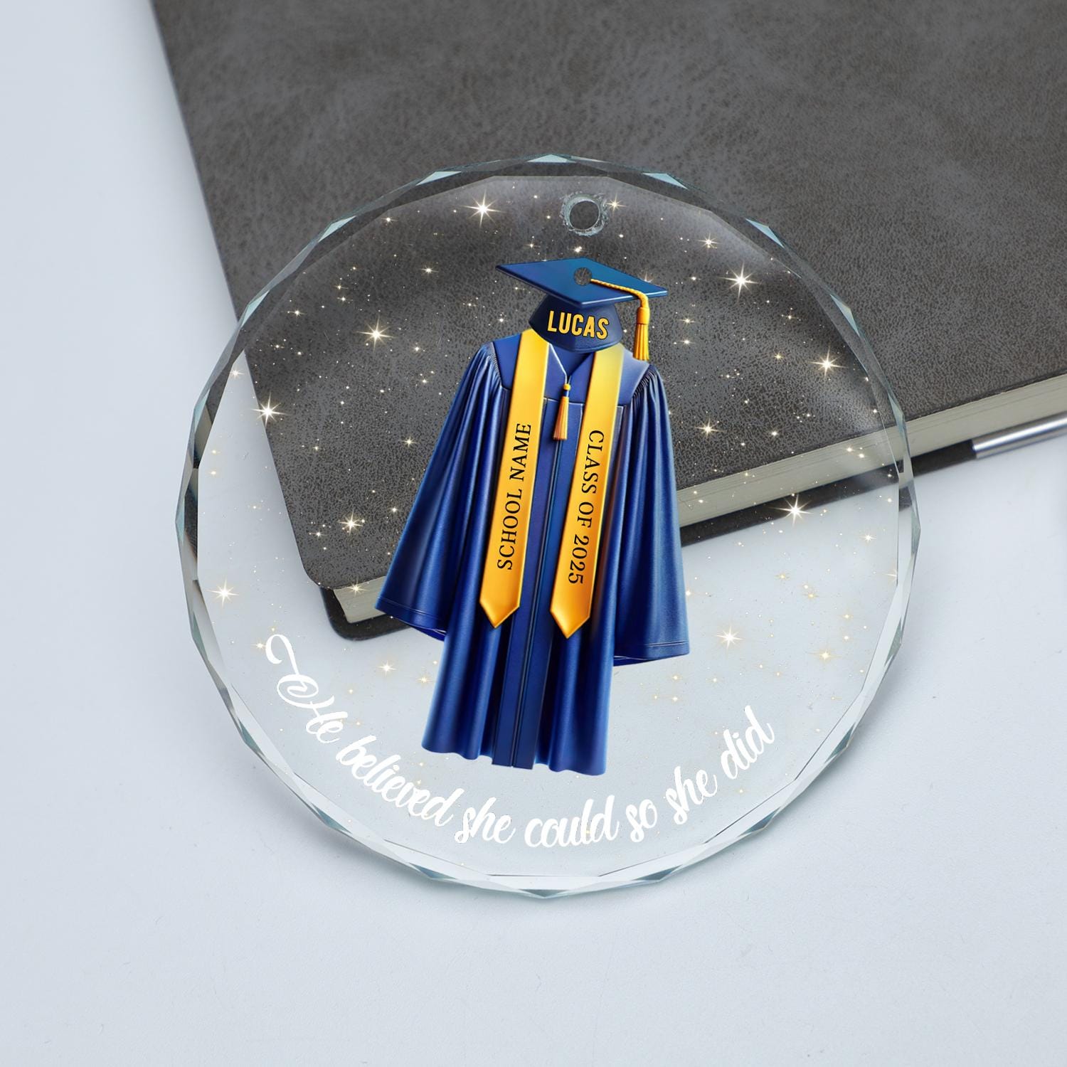 Senior Glass Ornament, Custom Graduation Christmas Ornament, Personalized Class of 2024 2025 Ornament, Gifts for Senior Graduate Grad to be