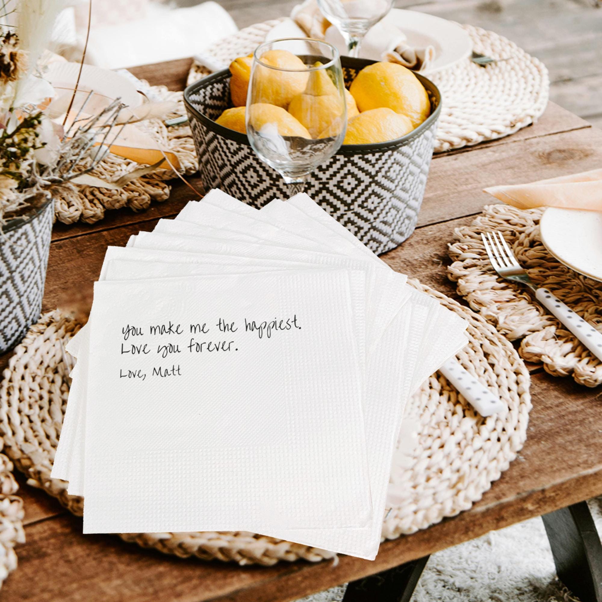 Custom Love Note Napkins, Custom Love Note Handwritten Paper Napkins ...