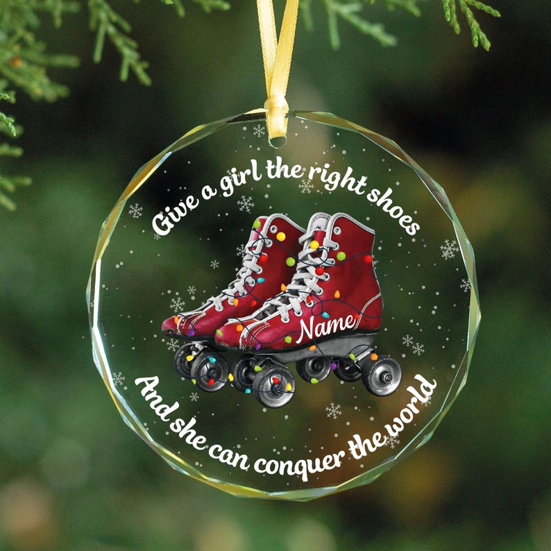 Custom Roller Skate, Roller Derby Christmas Light Car Glass Ornament