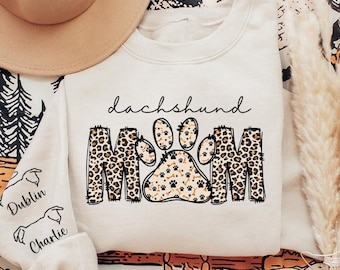 Personalized Dachshund Mom Sweatshirt, Custom Dog Mom Sweatshirt, Dog Gifts, Personalized Dog Shirt, Dog Breeds, Mother's Day Gifts