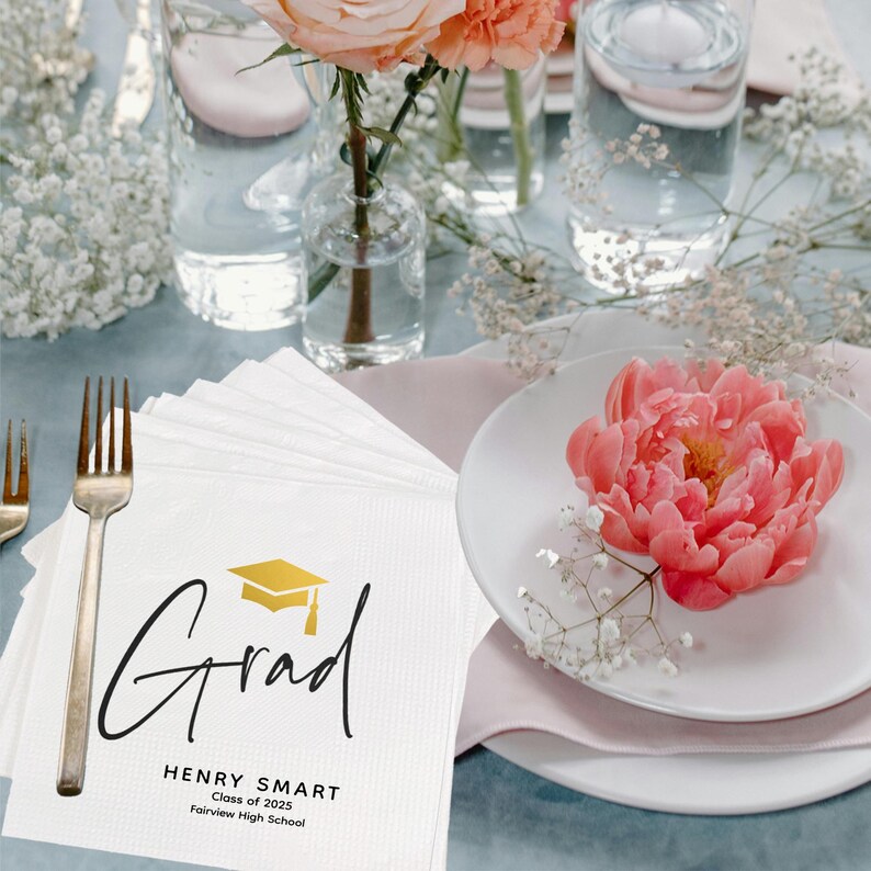 Custom Graduation Napkins | Graduation Party Decor | Class of 2025 ...