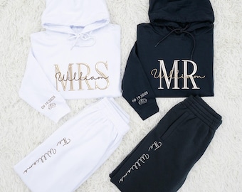 Custom Embroidered Couple Hoodies and Sweatpant,  Matching Couples Shirts Sweatshirt Hoodies and Sweatpant, Matching Couples Outfits