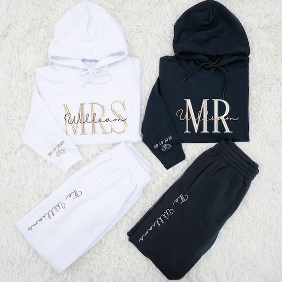 Custom Embroidered Couple Hoodies and Sweatpant,  Matching Couples Shirts Sweatshirt Hoodies and Sweatpant, Matching Couples Outfits
