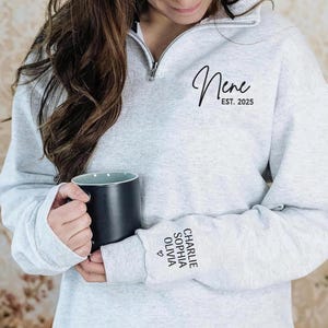 Custom Nene Sweatshirt - Embroidered Nene Quarter Zip Sweatshirt, Personalized Nene Sweater, Nene Gifts, Gifts for Grandma, Christmas 2025