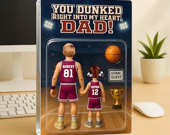 You Dunked Right Into My Heart Dad, Basketball Custom Figure Personalized Acrylic Block Plaque, Father's Day Gift for Dad, Gift for Husband