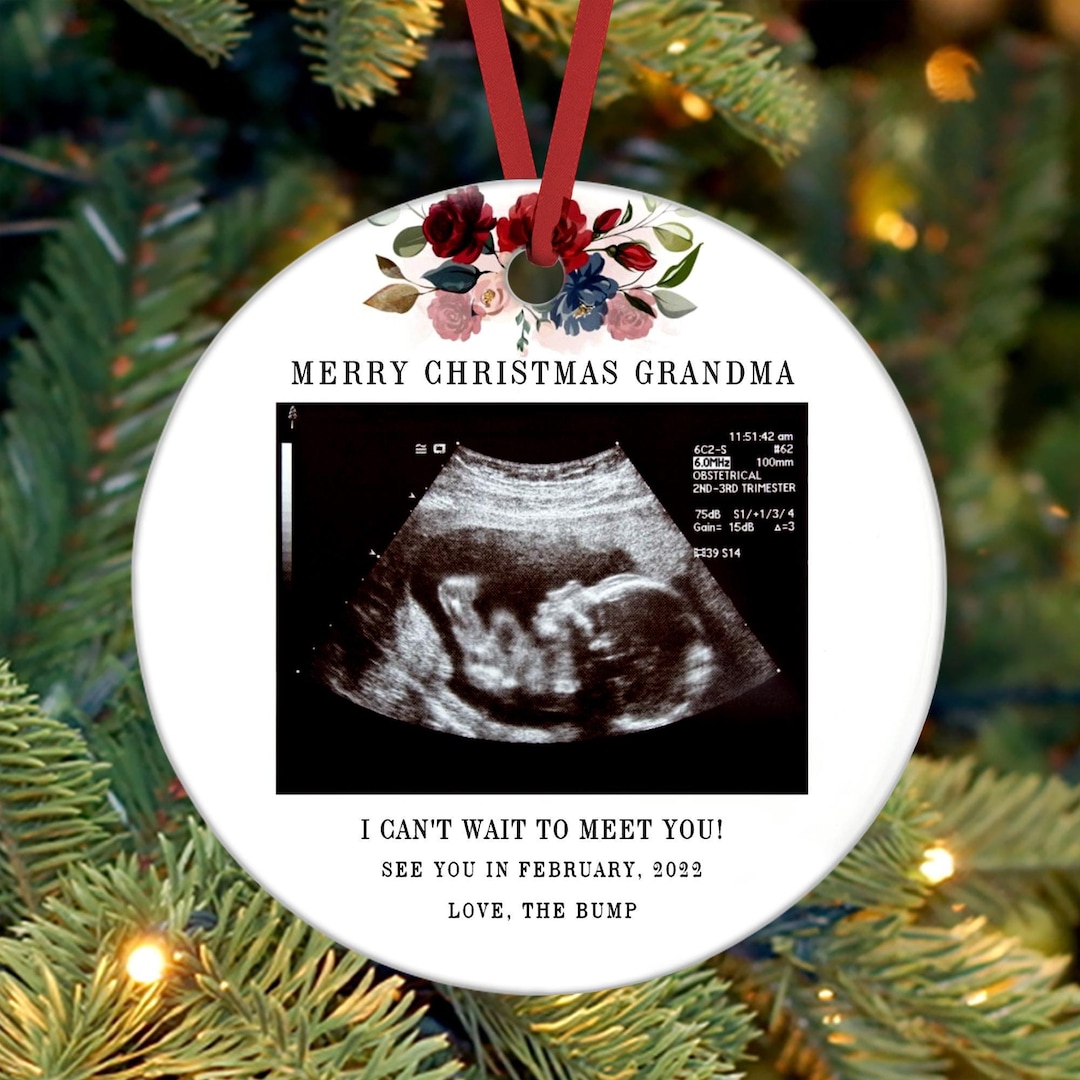 Custom Merry Christmas Grandma and Grandpa Ornament,ultrasound Photo