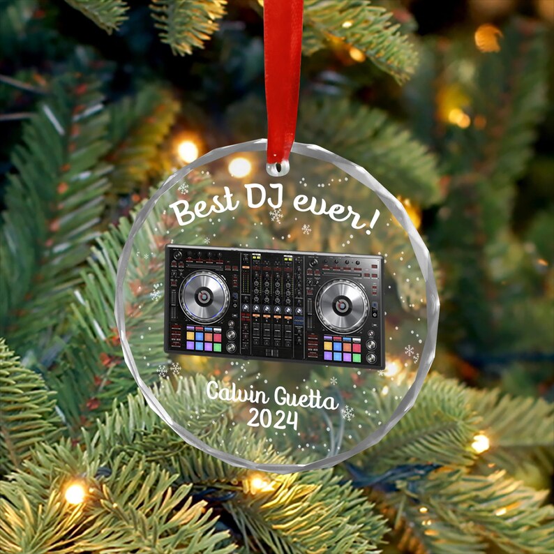 Custom DJ Glass Ornament, Personalized DJ Christmas Ornament, Unique
