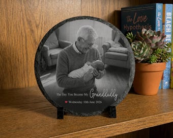 Personalized The Day You Became My Granddaddy Slate Stone, Custom Photo Gifts, Grandpa Gifts, Dad Stone Gift, Dad Gifts, Father's Day Gifts
